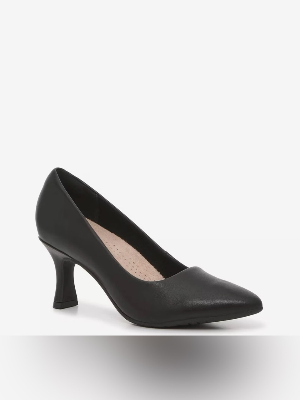 Clarks Black Pointed Toe Mid Heel Pumps